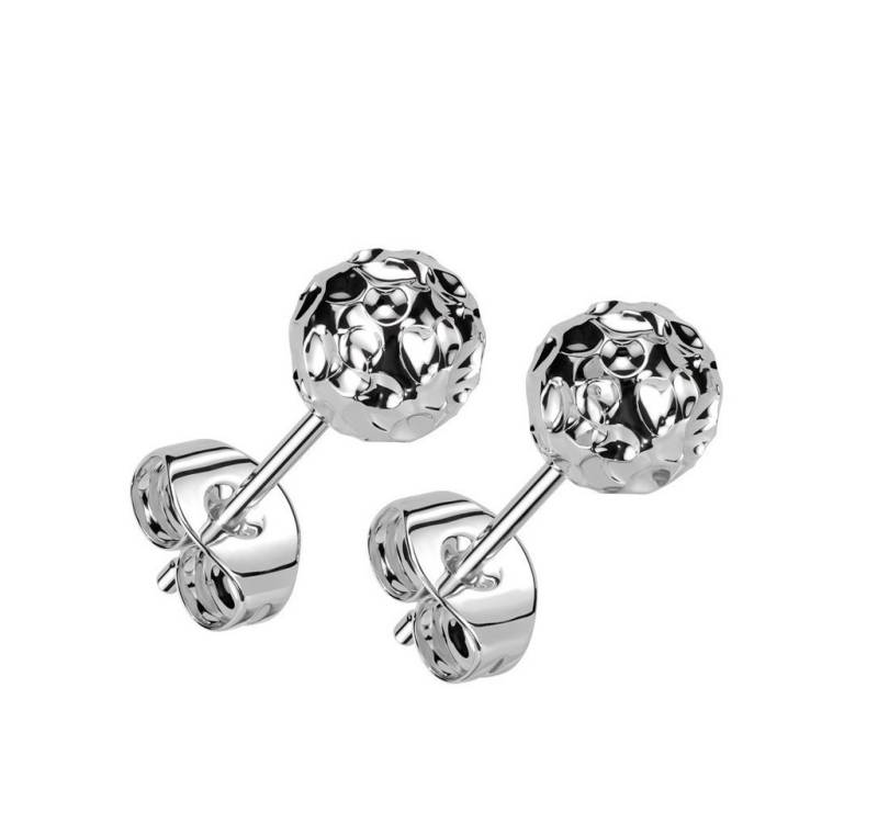 BUNGSA Ohrring-Set Ohrstecker Kugel gehämmert Silber/6mm aus Edelstahl Unisex (1 Paar (2 Stück), 2-tlg), Ohrschmuck Ohrringe von BUNGSA