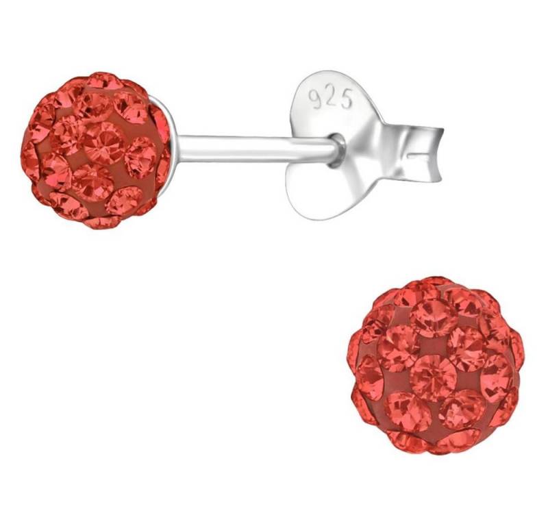 BUNGSA Ohrring-Set Ohrstecker LA CRYSTALE lachsfarbene Discokugel 4mm aus 925 Silber (1 Paar (2 Stück), 2-tlg), Ohrschmuck Ohrringe von BUNGSA
