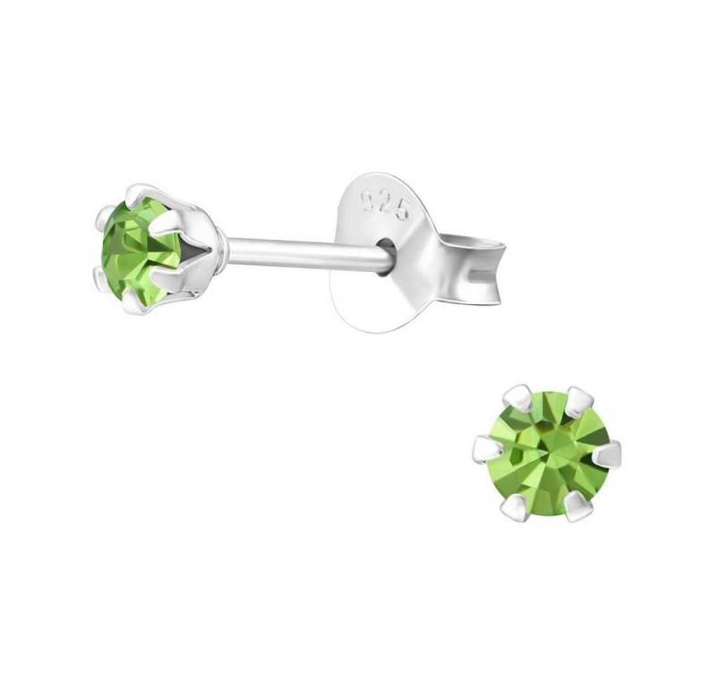 BUNGSA Ohrring-Set Olivgrün - Ohrstecker mit LA CRYSTALE Kristallstein 925 Silber Damen (1 Paar (2 Stück), 2-tlg), Ohrschmuck Ohrringe von BUNGSA
