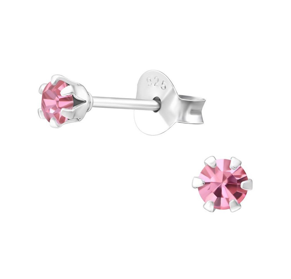 BUNGSA Ohrring-Set Hellrosa- Ohrstecker mit LA CRYSTALE Kristallstein 925 Silber Damen (1 Paar (2 Stück), 2-tlg), Ohrschmuck Ohrringe von BUNGSA