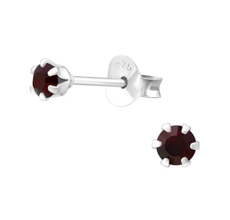 BUNGSA Ohrring-Set Kirschschwarz - Ohrstecker LA CRYSTALE Kristallstein 925 Silber Damen (1 Paar (2 Stück), 2-tlg), Ohrschmuck Ohrringe von BUNGSA