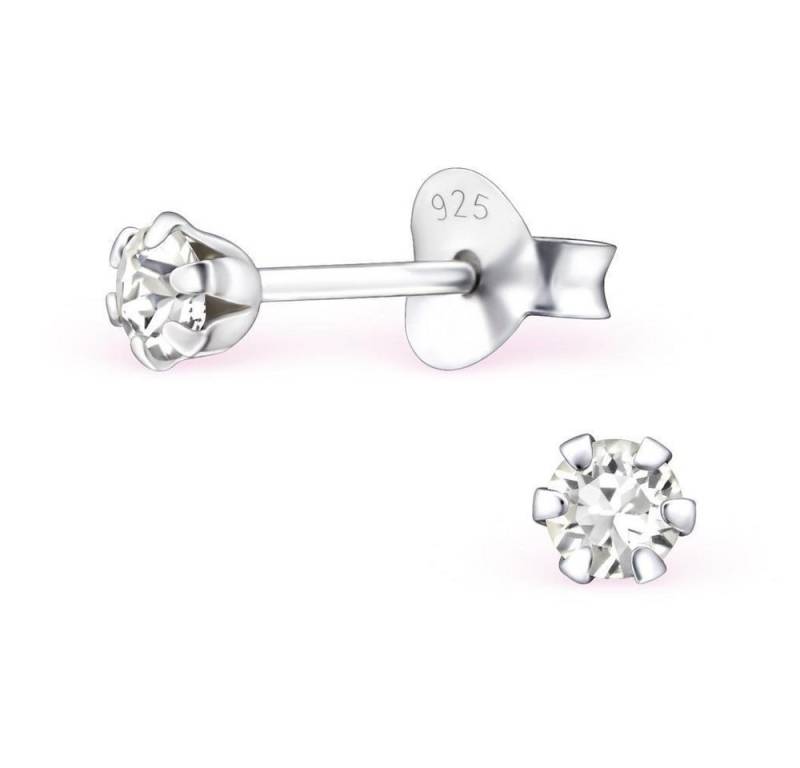 BUNGSA Ohrring-Set Klar - Ohrstecker mit LA CRYSTALE Kristallstein aus 925 Silber Damen (1 Paar (2 Stück), 2-tlg), Ohrschmuck Ohrringe von BUNGSA