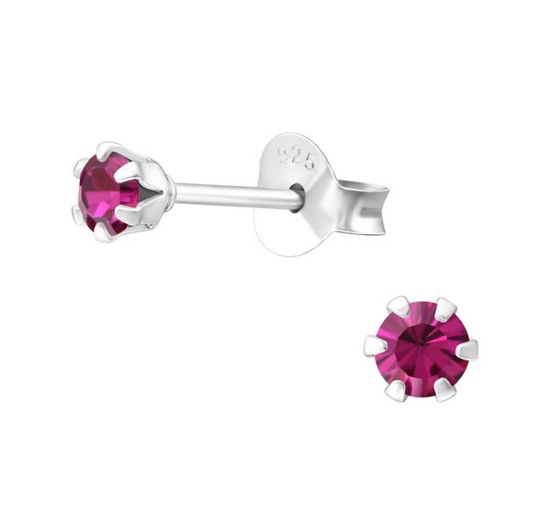BUNGSA Ohrring-Set Pink - Ohrstecker mit LA CRYSTALE Kristallstein aus 925 Silber Damen (1 Paar (2 Stück), 2-tlg), Ohrschmuck Ohrringe von BUNGSA