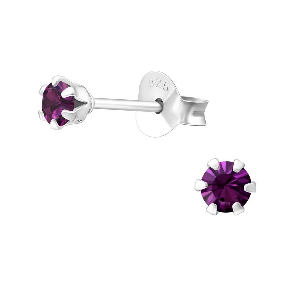 BUNGSA Ohrring-Set Ohrstecker LA CRYSTALE mit europäischen Kristallen 3mm aus 925 Silber (1 Paar (2 Stück), 2-tlg), Ohrschmuck Ohrringe von BUNGSA