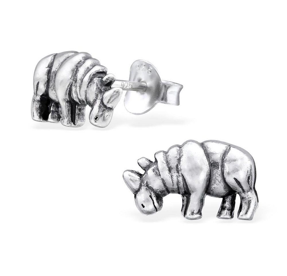 BUNGSA Ohrring-Set Ohrstecker Nashorn aus 925 Silber Damen (1 Paar (2 Stück), 2-tlg), Ohrschmuck Ohrringe von BUNGSA