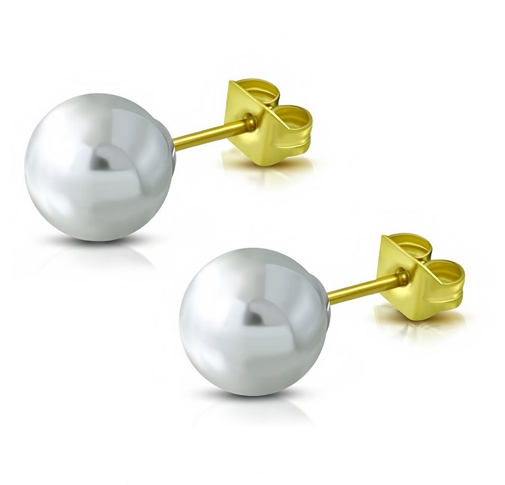 BUNGSA Ohrring-Set Ohrstecker Perle 4mm Gold aus Edelstahl Damen (1 Paar (2 Stück), 2-tlg), Ohrschmuck Ohrringe von BUNGSA