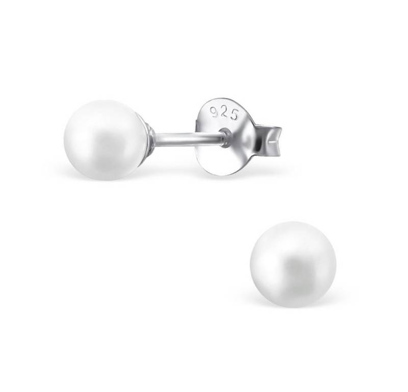 BUNGSA Ohrring-Set Ohrstecker Perle weiß klein aus 925 Silber Damen (1 Paar (2 Stück), 2-tlg), Ohrschmuck Ohrringe von BUNGSA