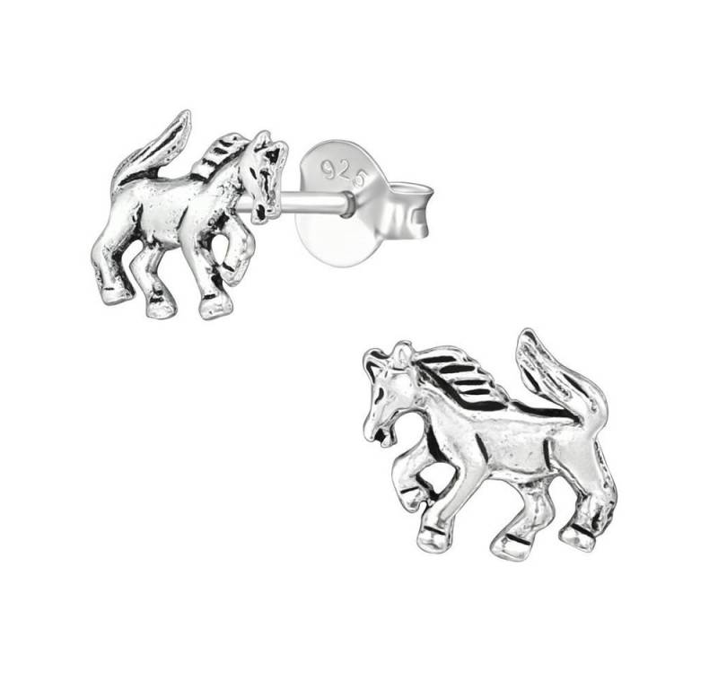 BUNGSA Ohrring-Set Ohrstecker Pferd aus 925 Silber Kinder (1 Paar (2 Stück), 2-tlg., inkl. Schmuckbeutel aus Organza), Ohrschmuck Ohrringe von BUNGSA