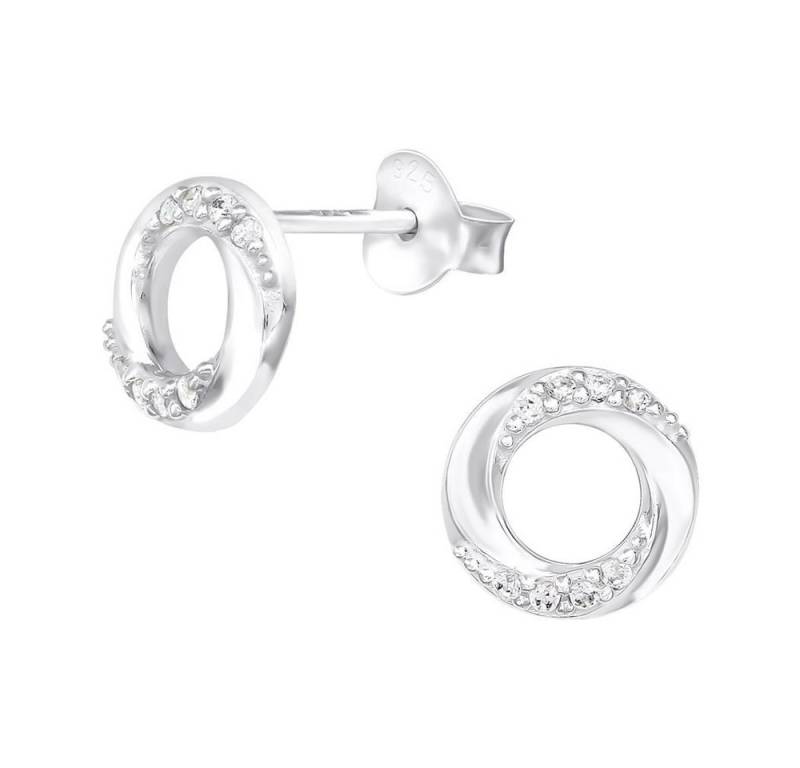 BUNGSA Ohrring-Set Ohrstecker Ring mit Kristallen aus 925 Silber Damen (1 Paar (2 Stück), 2-tlg., inkl. Schmuckbeutel aus Organza), Ohrschmuck Ohrringe von BUNGSA
