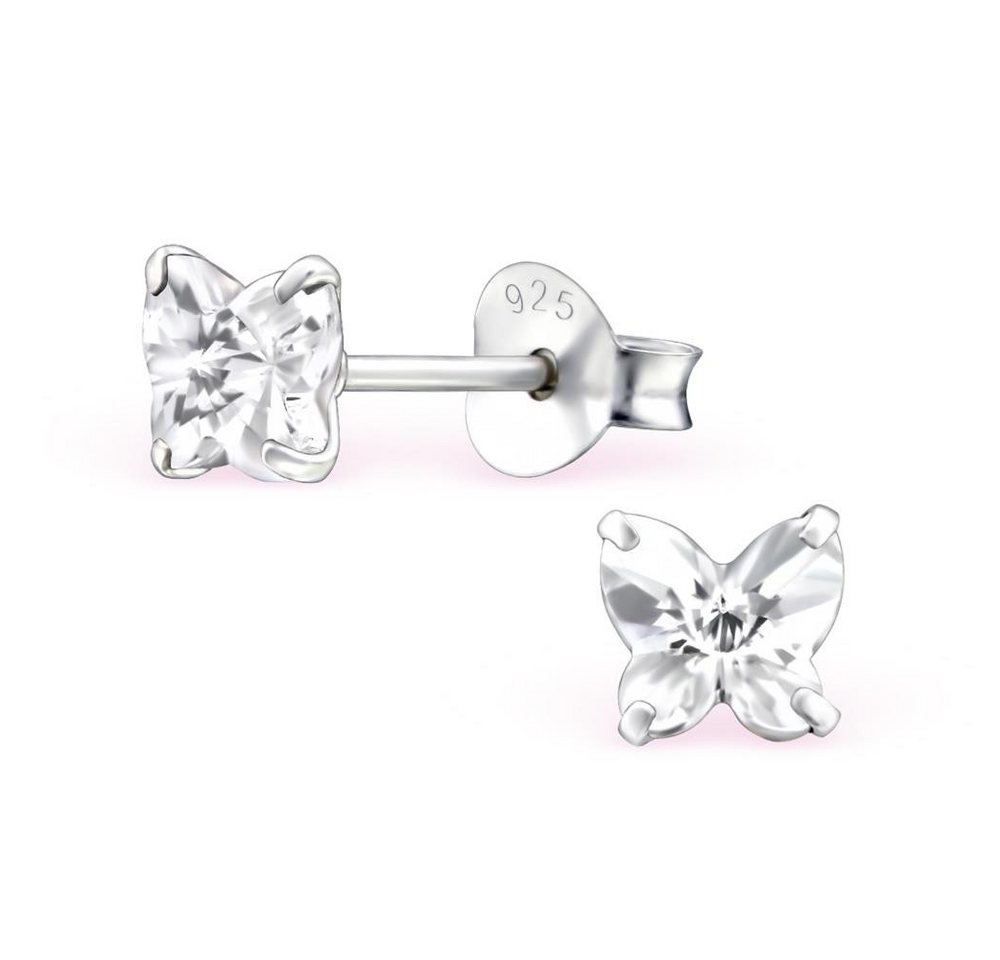 BUNGSA Ohrring-Set Ohrstecker Schmetterling mit LA CRYSTALE Kristallen 925 Silber Damen (1 Paar (2 Stück), 2-tlg), Ohrschmuck Ohrringe von BUNGSA