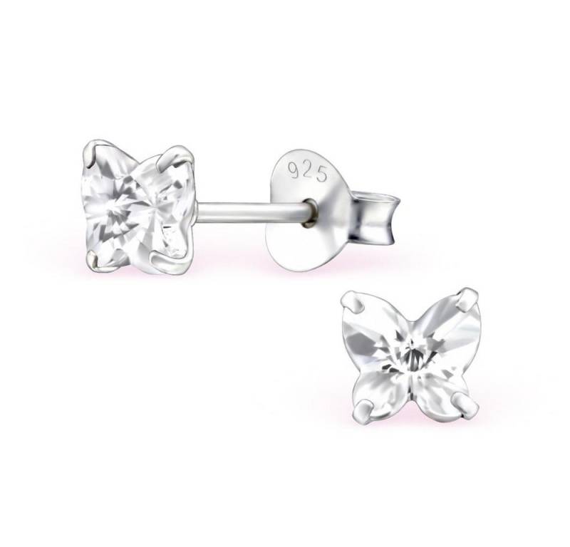 BUNGSA Ohrring-Set Ohrstecker Schmetterling mit LA CRYSTALE Kristallen 925 Silber Damen (1 Paar (2 Stück), 2-tlg), Ohrschmuck Ohrringe von BUNGSA