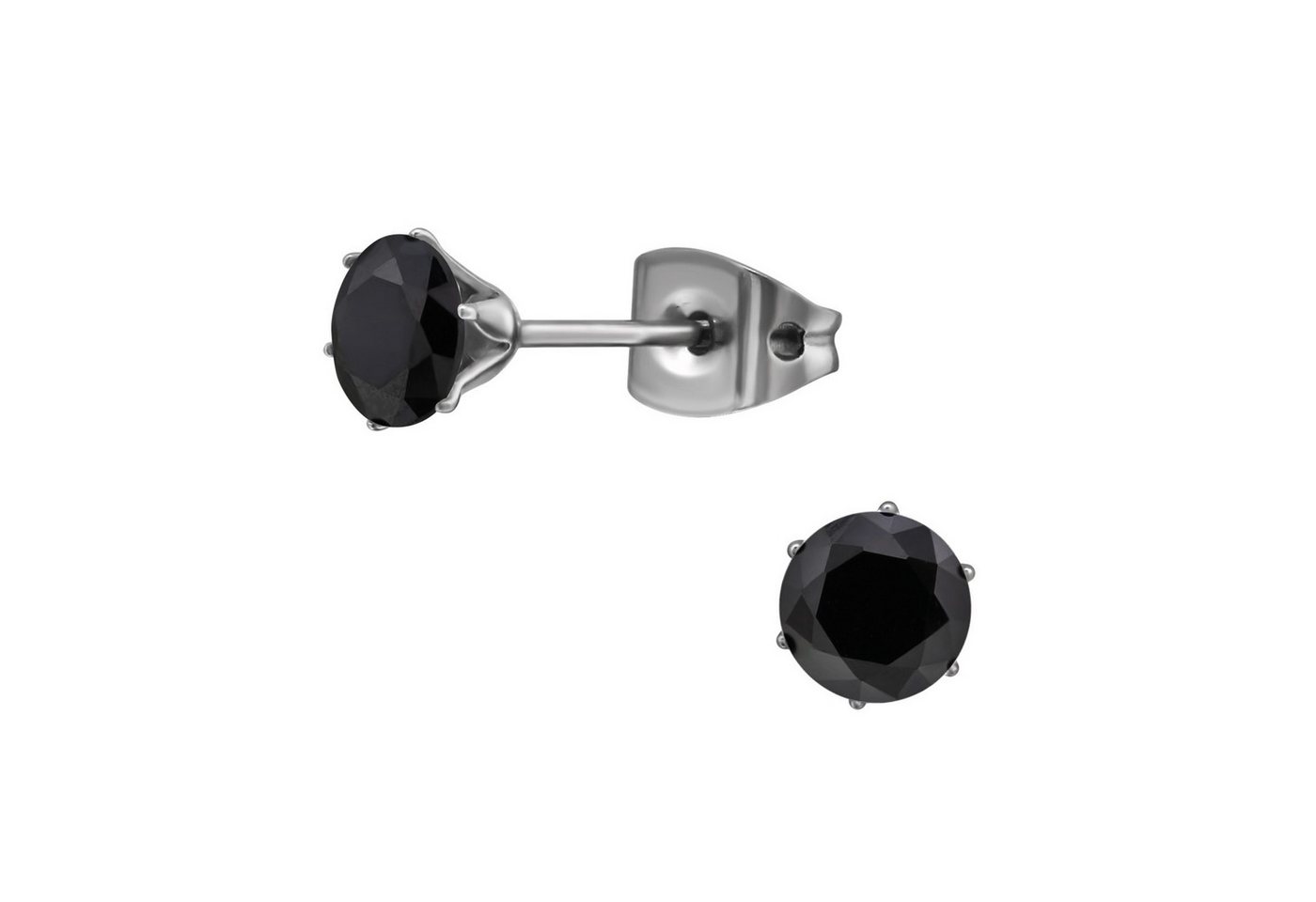 BUNGSA Ohrring-Set Ohrstecker Silber mit schwarzem Kristall 5mm aus Titan Damen (1 Paar (2 Stück), 2-tlg), Ohrschmuck Ohrringe von BUNGSA