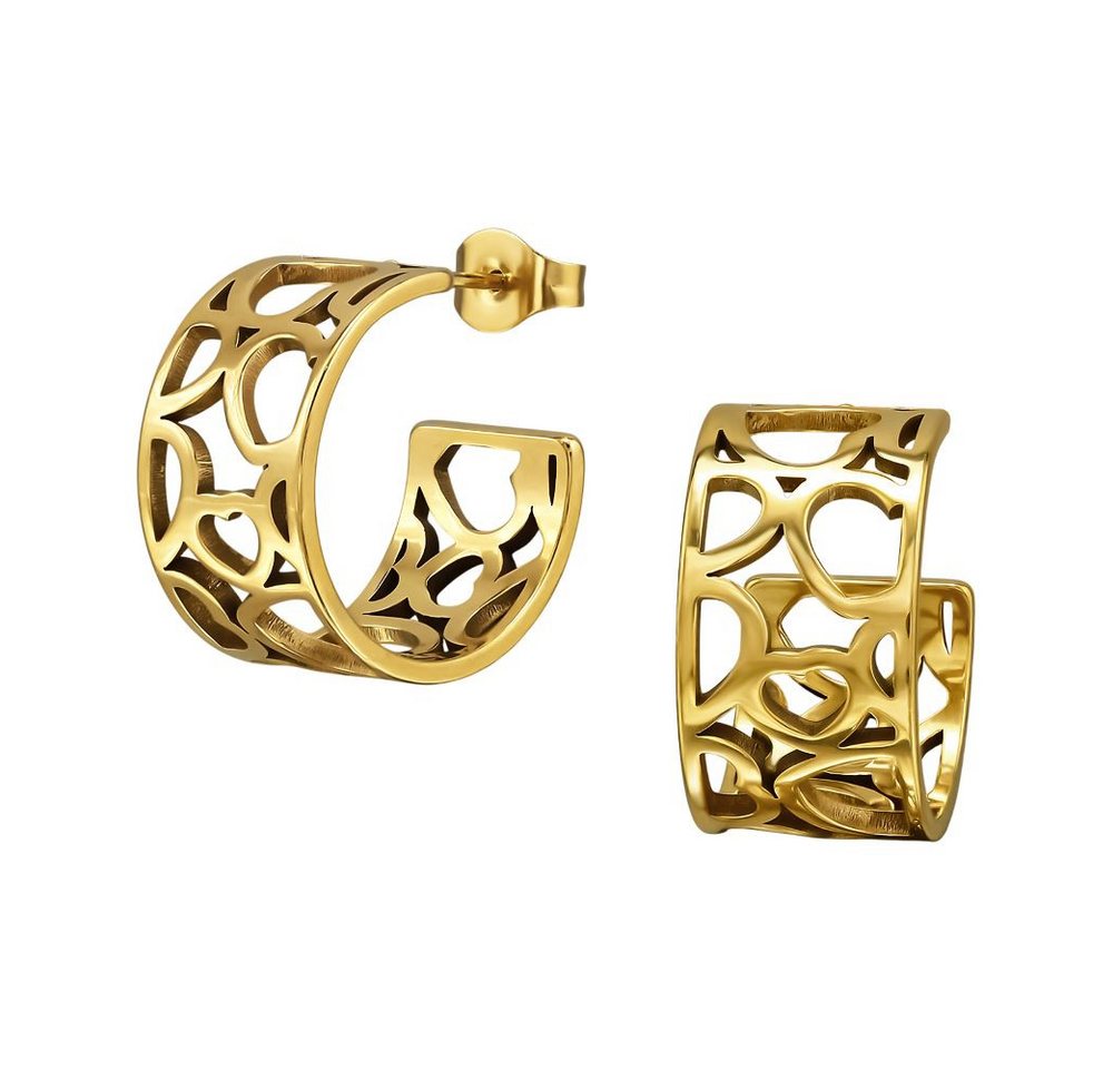 BUNGSA Creolen-Set Halbcreolen Cut Out Herzen gold aus Edelstahl Damen (1 Paar (2 Stück), 2-tlg), Ohrschmuck Ohrringe von BUNGSA