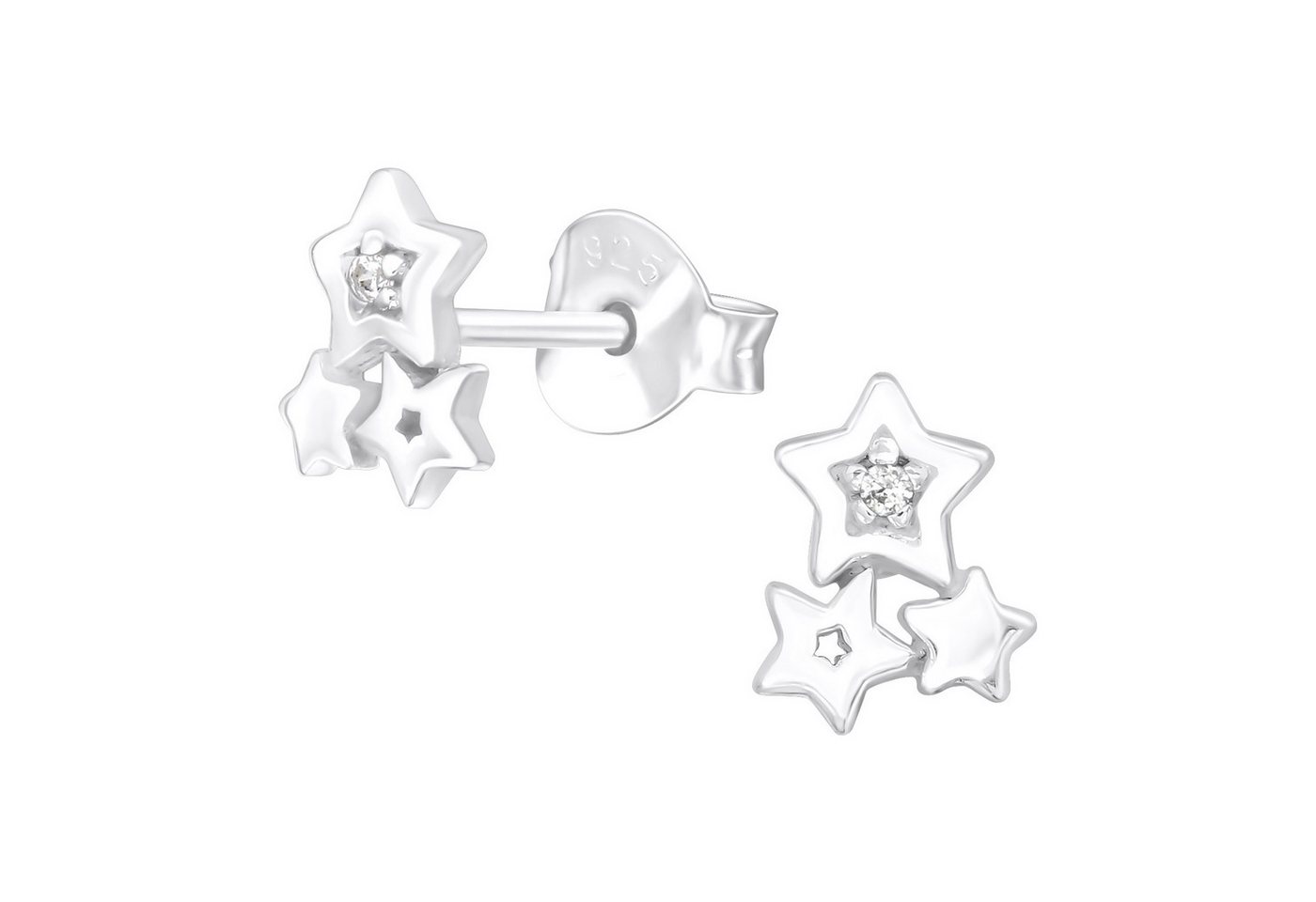 BUNGSA Ohrring-Set Ohrstecker Sterne mit Kristallen aus 925 Silber Damen (1 Paar (2 Stück), 2-tlg), Ohrschmuck Ohrringe von BUNGSA