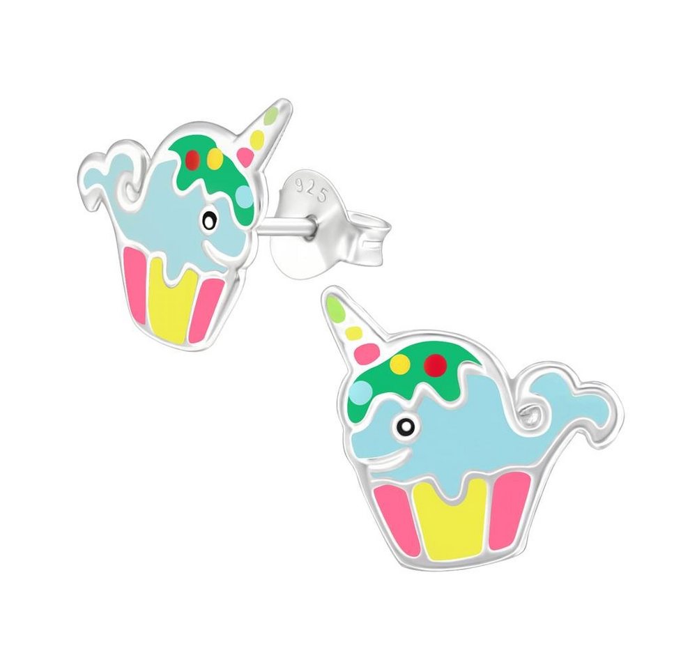 BUNGSA Ohrring-Set Ohrstecker Wal im Cupcake bunt aus .925 Silber Kinder (1 Paar (2 Stück), 2-tlg), Ohrschmuck Ohrringe von BUNGSA