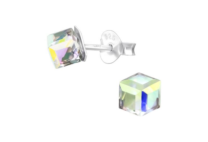 BUNGSA Ohrring-Set Ohrstecker Würfel echter Kristall LA CRYSTALE aus 925 Silber Damen (1 Paar (2 Stück), 2-tlg), Ohrschmuck Ohrringe von BUNGSA