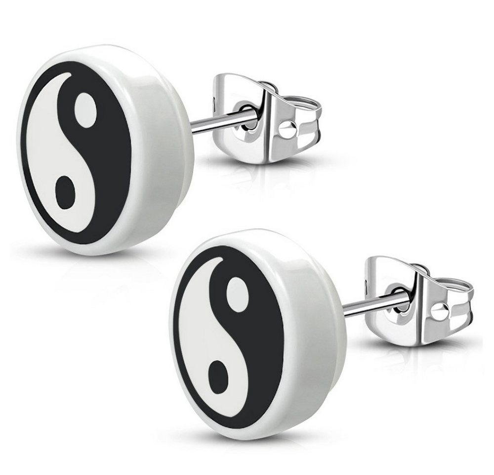 BUNGSA Ohrring-Set Ohrstecker Yin&Yang rund 10mm Silber aus Edelstahl Damen (1 Paar (2 Stück), 2-tlg), Ohrschmuck Ohrringe von BUNGSA