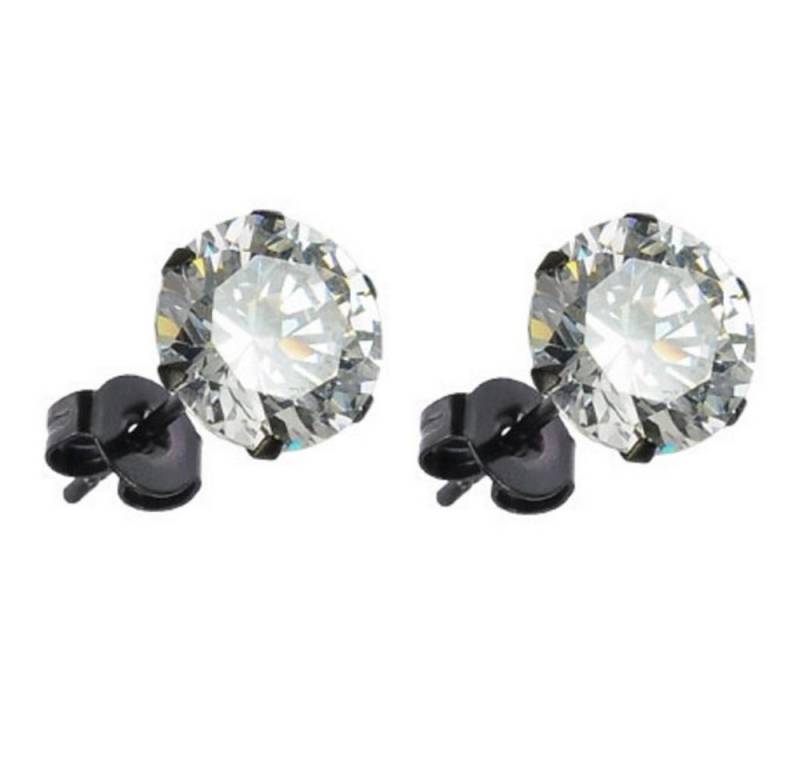 BUNGSA Ohrring-Set Ohrstecker Zirkonia rund schwarz aus Edelstahl Unisex (1 Paar (2 Stück), 2-tlg), Ohrschmuck Ohrringe von BUNGSA
