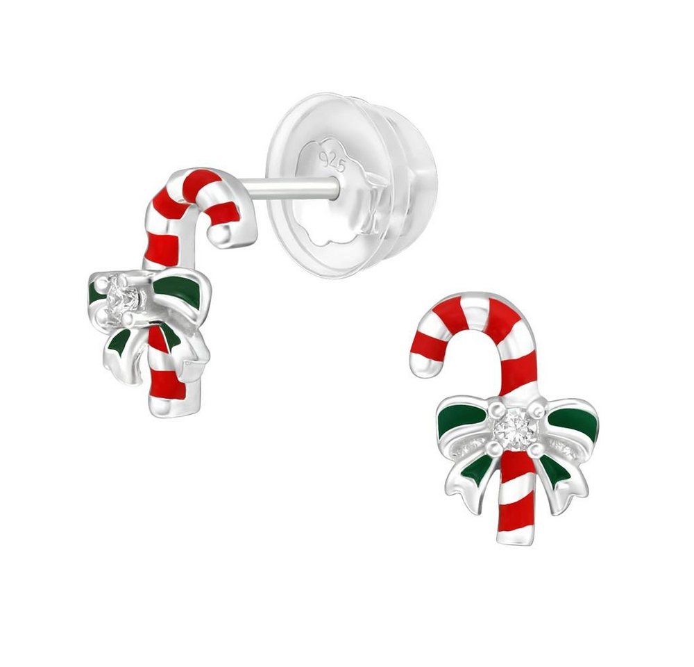 BUNGSA Ohrring-Set Ohrstecker Zuckerstange aus 925 Silber mit Kristall für Kinder (1 Paar (2 Stück), 2-tlg), Bungsa Modeschmuck für Damen & Herren von BUNGSA