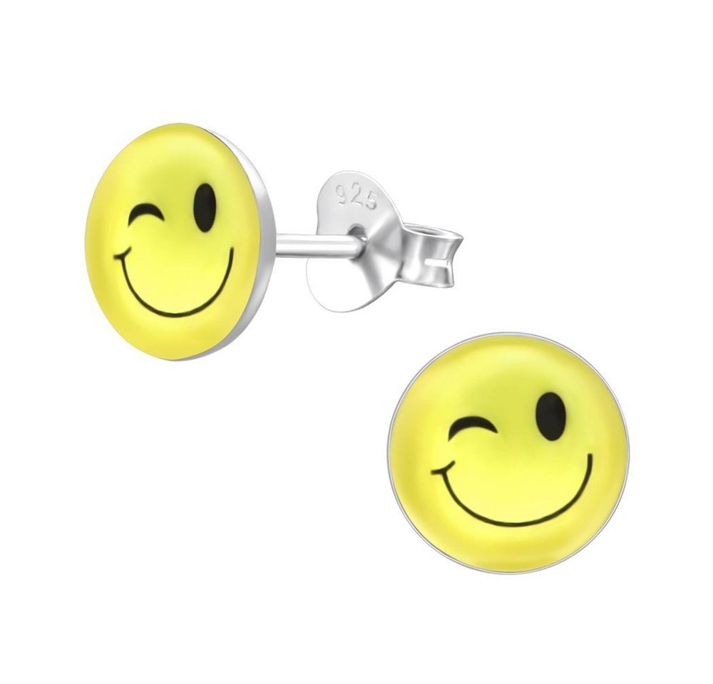 BUNGSA Ohrring-Set Ohrstecker Zwinker-Smiley aus .925 Silber Damen (1 Paar (2 Stück), 2-tlg), Ohrschmuck Ohrringe von BUNGSA