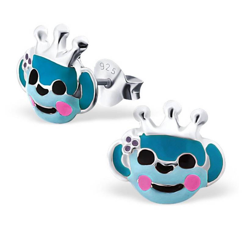 BUNGSA Ohrring-Set Ohrstecker bunter Affe aus 925 Silber für Kinder (1 Paar (2 Stück), 2-tlg), Ohrschmuck Ohrringe von BUNGSA