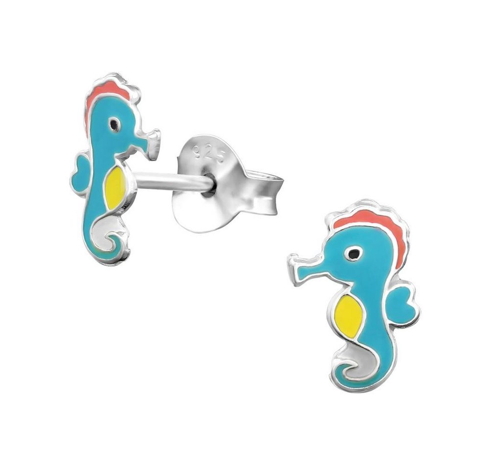 BUNGSA Ohrring-Set Ohrstecker buntes Seepferdchen aus 925 Silber Kinder (1 Paar (2 Stück), 2-tlg), Ohrschmuck Ohrringe von BUNGSA