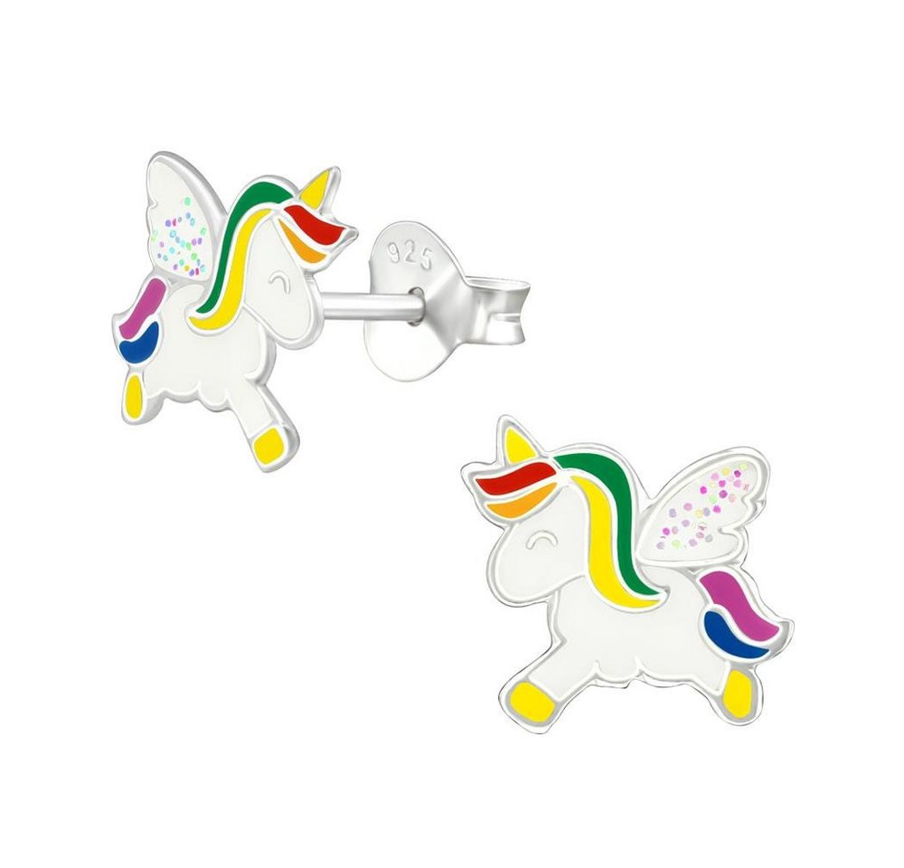 BUNGSA Ohrring-Set Ohrstecker geflügeltes Glitzer-Einhorn aus .925 Silber Kinder (1 Paar (2 Stück), 2-tlg), Ohrschmuck Ohrringe von BUNGSA