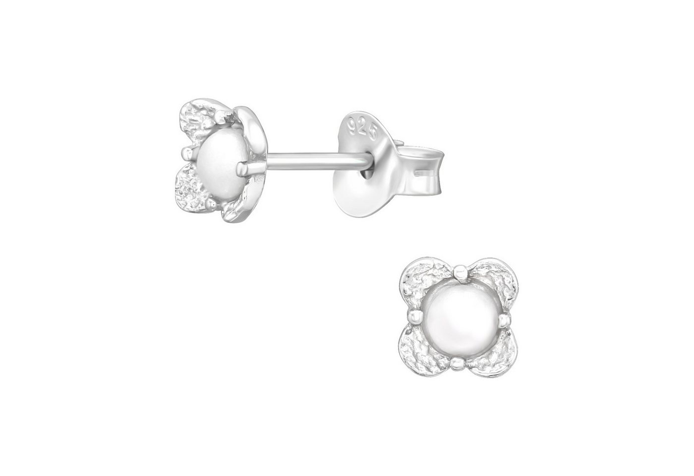 BUNGSA Ohrring-Set Ohrstecker kleine Blüte mit Perle aus .925 Silber Damen (1 Paar (2 Stück), 2-tlg), Ohrschmuck Ohrringe von BUNGSA