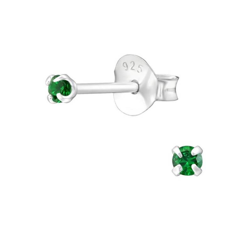 BUNGSA Ohrring-Set Emerald Grün - Ohrstecker 2mm LA CRYSTALE Kristall 925 Silber Damen (1 Paar (2 Stück), 2-tlg), Ohrschmuck Ohrringe von BUNGSA