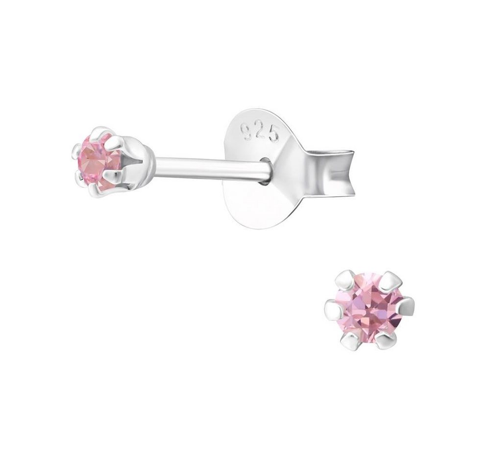 BUNGSA Ohrring-Set Ohrstecker mit 2mm echtem europäischem Kristall aus 925 Silber Damen (1 Paar (2 Stück), 2-tlg), Ohrschmuck Ohrringe von BUNGSA