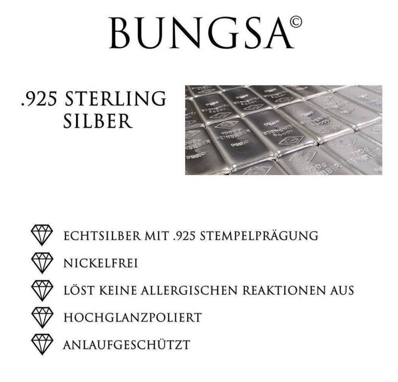 BUNGSA Ohrring-Set Garnet Kirschschwarz - Ohrstecker 2mm LA CRYSTALE Kristall 925 Silber (1 Paar (2 Stück), 2-tlg), Ohrschmuck Ohrringe von BUNGSA