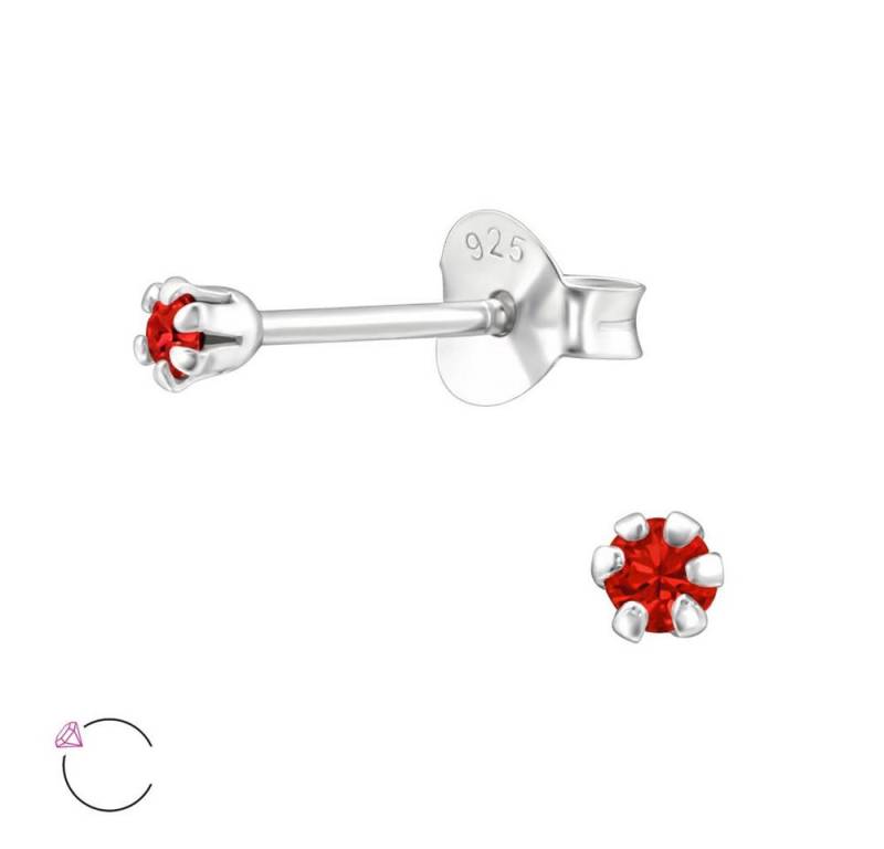 BUNGSA Ohrring-Set Light Siam - Ohrstecker mit 2mm LA CRYSTALE Kristall 925 Silber Damen (1 Paar (2 Stück), 2-tlg), Ohrschmuck Ohrringe von BUNGSA