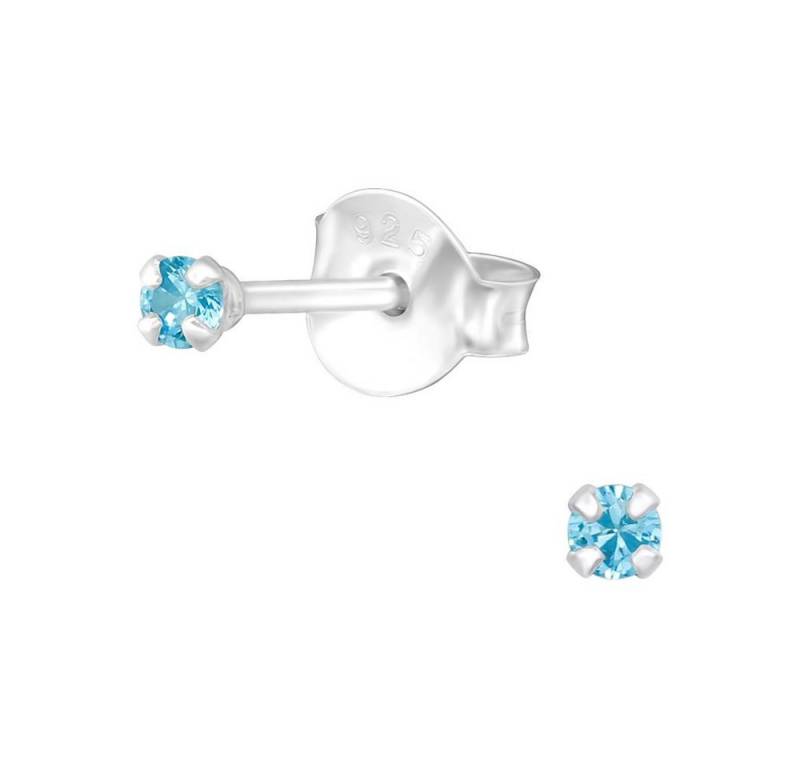 BUNGSA Ohrring-Set Aquamarine - Ohrstecker mit 2mm LA CRYSTALE Kristall 925 Silber Damen (1 Paar (2 Stück), 2-tlg), Ohrschmuck Ohrringe von BUNGSA