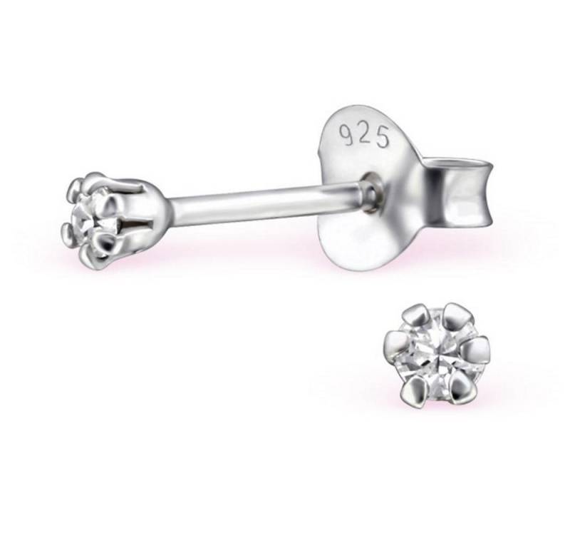 BUNGSA Ohrring-Set Ohrstecker mit 2mm echtem europäischem Kristall aus 925 Silber Damen (1 Paar (2 Stück), 2-tlg), Ohrschmuck Ohrringe von BUNGSA