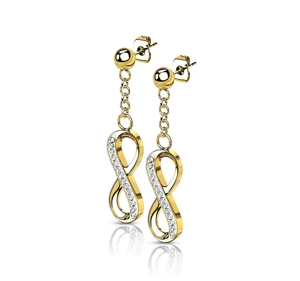 BUNGSA Ohrring-Set Ohrstecker mit Anhänger Infinity gold aus Edelstahl Damen (1 Paar (2 Stück), 2-tlg), Ohrschmuck Ohrringe von BUNGSA