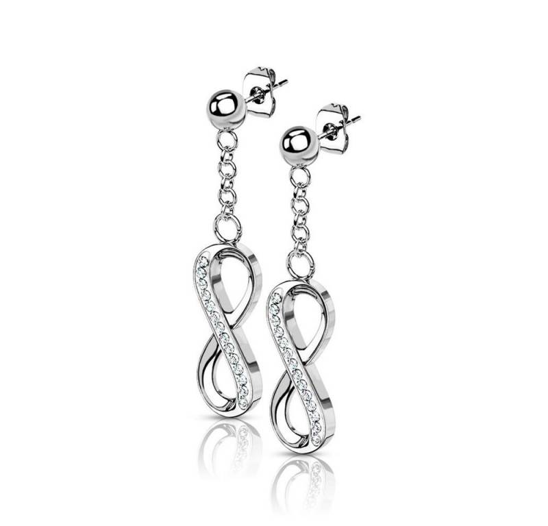 BUNGSA Ohrring-Set Ohrstecker mit Anhänger Infinity silber aus Edelstahl Damen (1 Paar (2 Stück), 2-tlg), Ohrschmuck Ohrringe von BUNGSA