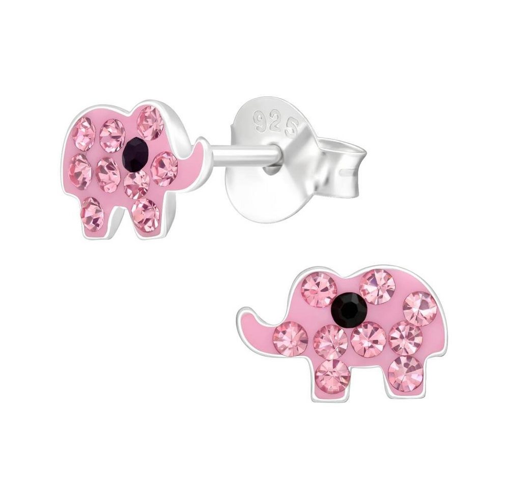 BUNGSA Ohrring-Set Ohrstecker rosa Elefant mit Kristallen aus .925 Silber Kinder (1 Paar (2 Stück), 2-tlg), Ohrschmuck Ohrringe von BUNGSA