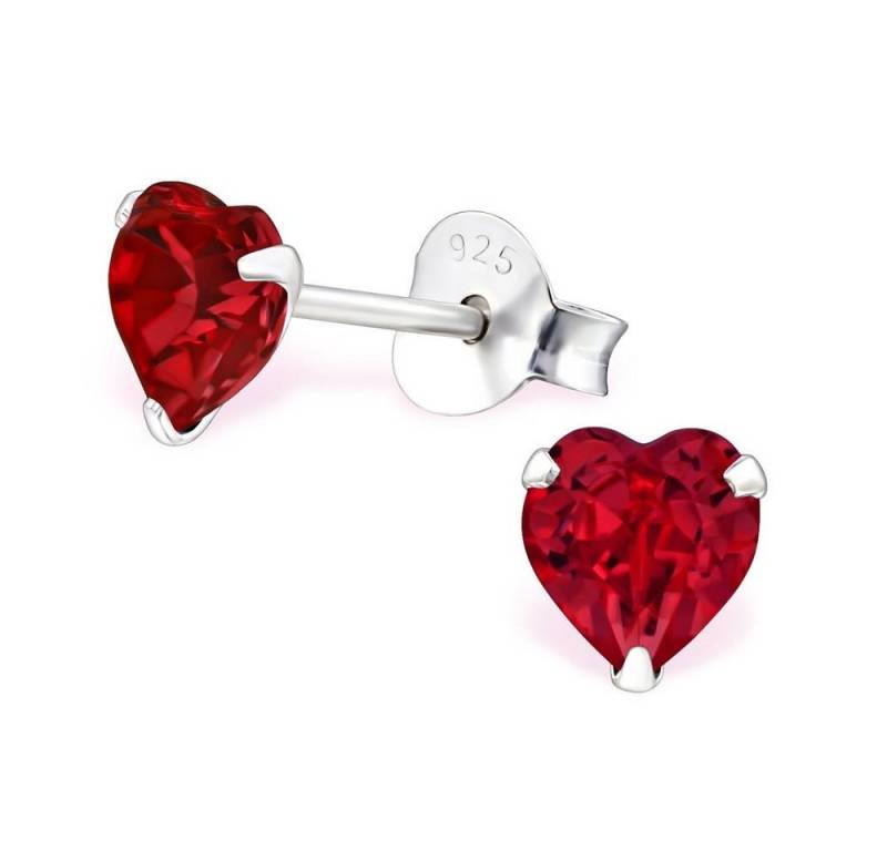 BUNGSA Ohrring-Set Ohrstecker rotes Kristallherz LA CRYSTALE™ Kristallen 925 Silber Damen (1 Paar (2 Stück), 2-tlg), Ohrschmuck Ohrringe von BUNGSA