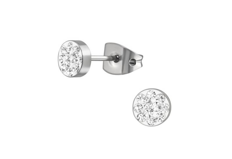 BUNGSA Ohrring-Set Ohrstecker r 5mm mit farbigen Kristall-Steinchen Titanium Damen - Weiß (1 Paar (2 Stück) von BUNGSA