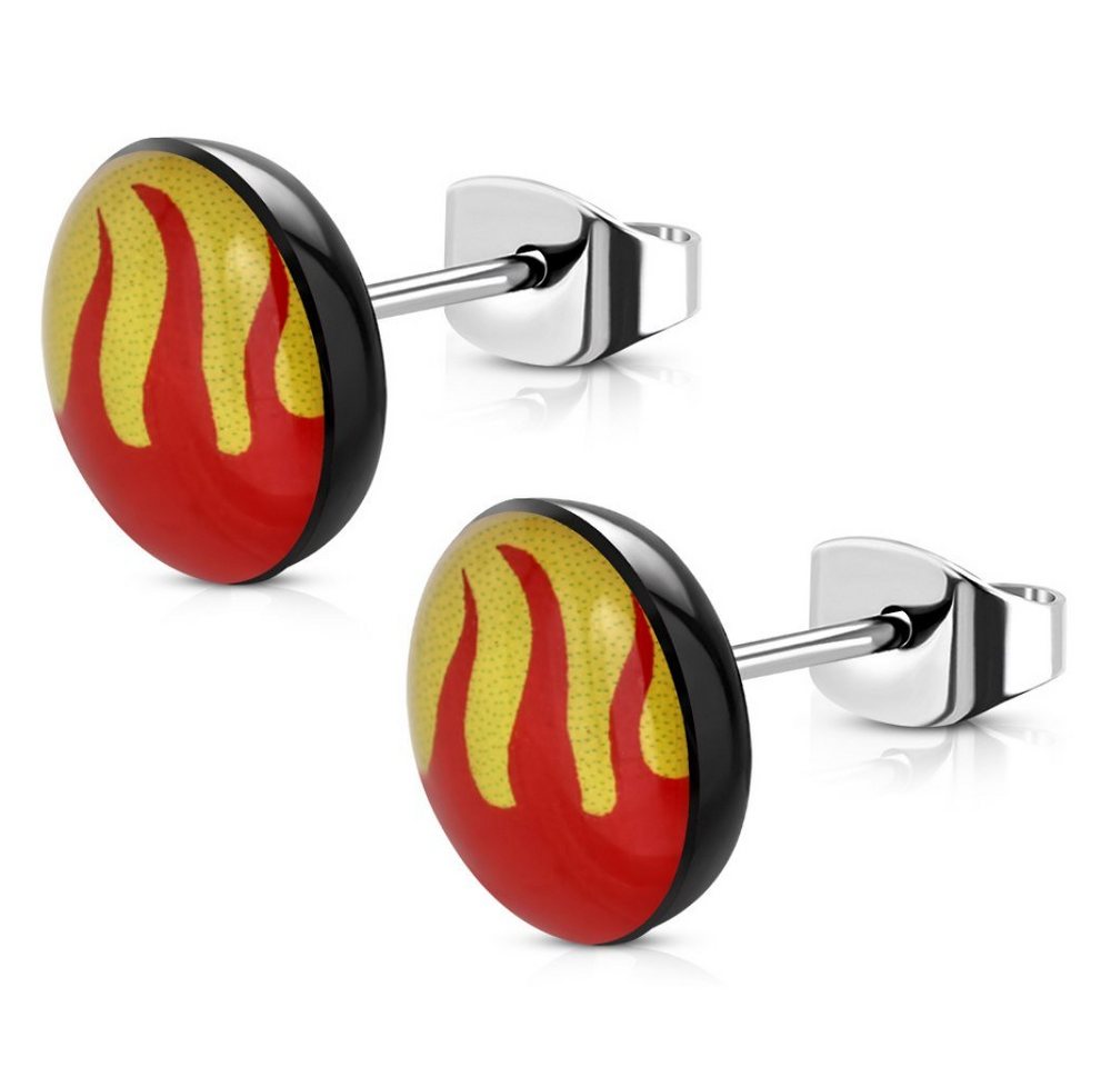 BUNGSA Ohrring-Set Ohrstecker rund Flammen Silber aus Edelstahl Unisex (1 Paar (2 Stück), 2-tlg), Ohrschmuck Ohrringe von BUNGSA