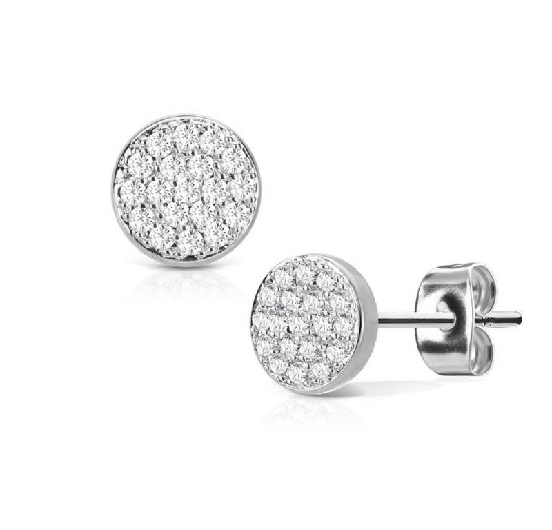 BUNGSA Ohrring-Set Ohrstecker rund Multikristalll Silber aus Edelstahl für Damen (1 Paar (2 Stück), 2-tlg), Ohrschmuck Ohrringe von BUNGSA