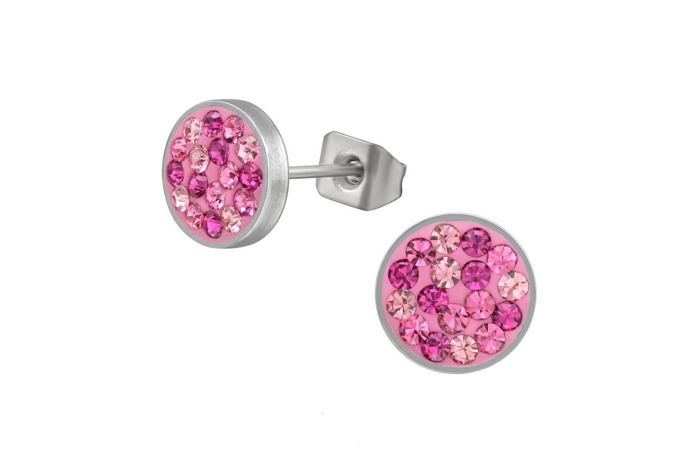 BUNGSA Ohrring-Set Ohrstecker r Multikristalll Silber Edelstahl für Damen pink (1 Paar (2 Stück), 2-tlg), Ohrschmuck Ohrringe von BUNGSA