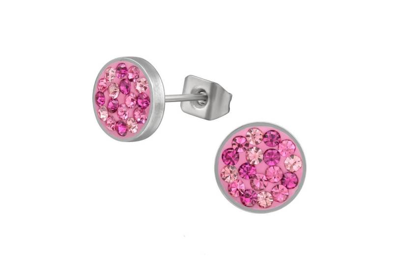 BUNGSA Ohrring-Set Ohrstecker r Multikristalll Silber Edelstahl für Damen pink (1 Paar (2 Stück), 2-tlg), Ohrschmuck Ohrringe von BUNGSA