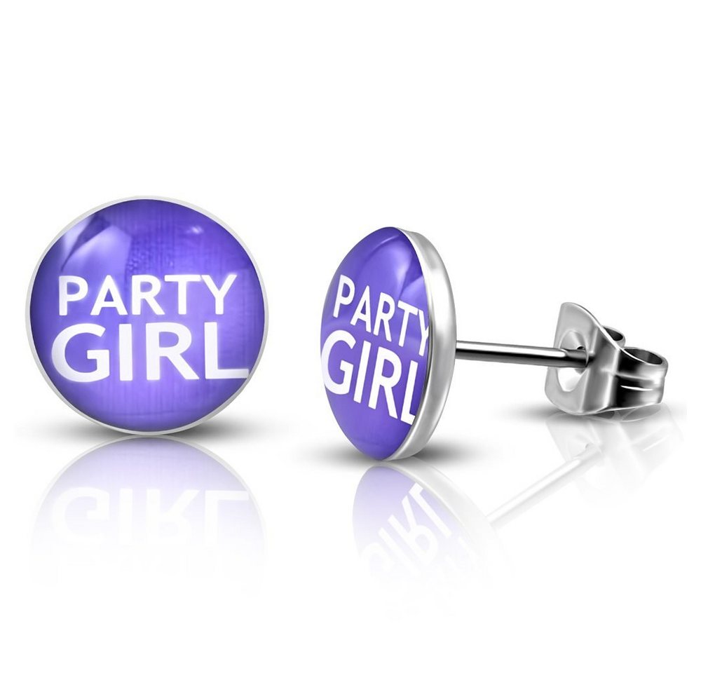 BUNGSA Ohrring-Set Ohrstecker rund Partygirl Silber aus Edelstahl Damen (1 Paar (2 Stück), 2-tlg), Ohrschmuck Ohrringe von BUNGSA