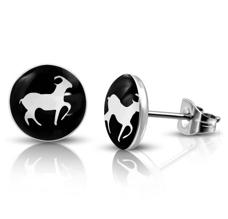 BUNGSA Ohrring-Set Ohrstecker rund Steinbock Silber aus Edelstahl Unisex (1 Paar (2 Stück), 2-tlg), Ohrschmuck Ohrringe von BUNGSA