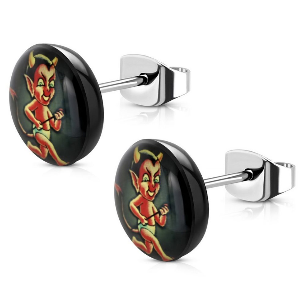 BUNGSA Ohrring-Set Ohrstecker rund Teufelchen Silber aus Edelstahl Unisex (1 Paar (2 Stück), 2-tlg), Ohrschmuck Ohrringe von BUNGSA