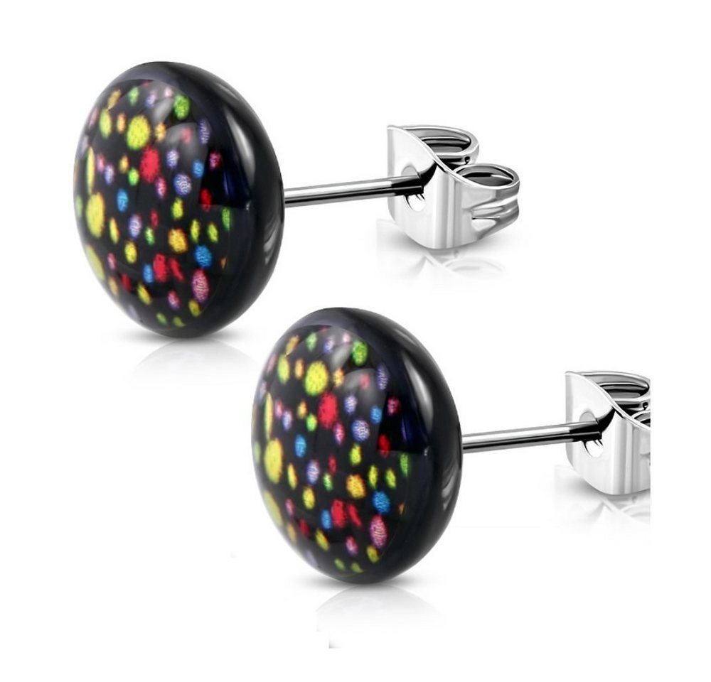 BUNGSA Ohrring-Set Ohrstecker rund bunte Pünktchen Silber aus Edelstahl Damen (1 Paar (2 Stück), 2-tlg), Ohrschmuck Ohrringe von BUNGSA