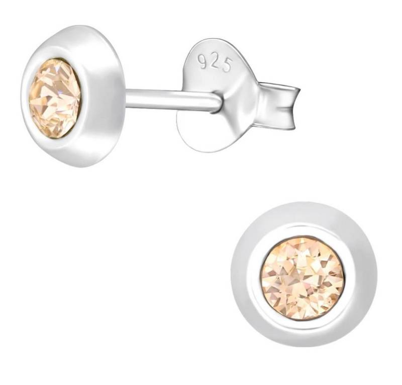 BUNGSA Ohrring-Set Ohrstecker r mit 5mm LA CRYSTALE Kristall 925 Silber Damen - Seide (1 Paar (2 Stück), 2-tlg), Ohrschmuck Ohrringe von BUNGSA