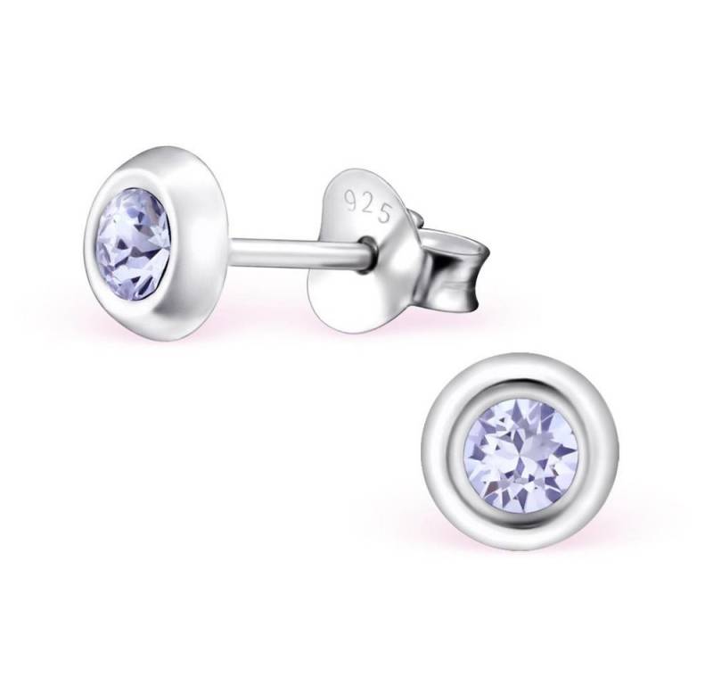 BUNGSA Ohrring-Set Ohrstecker r mit 5mm LA CRYSTALE Kristall 925 Silber Damen - Lavender (1 Paar (2 Stück), 2-tlg), Ohrschmuck Ohrringe von BUNGSA