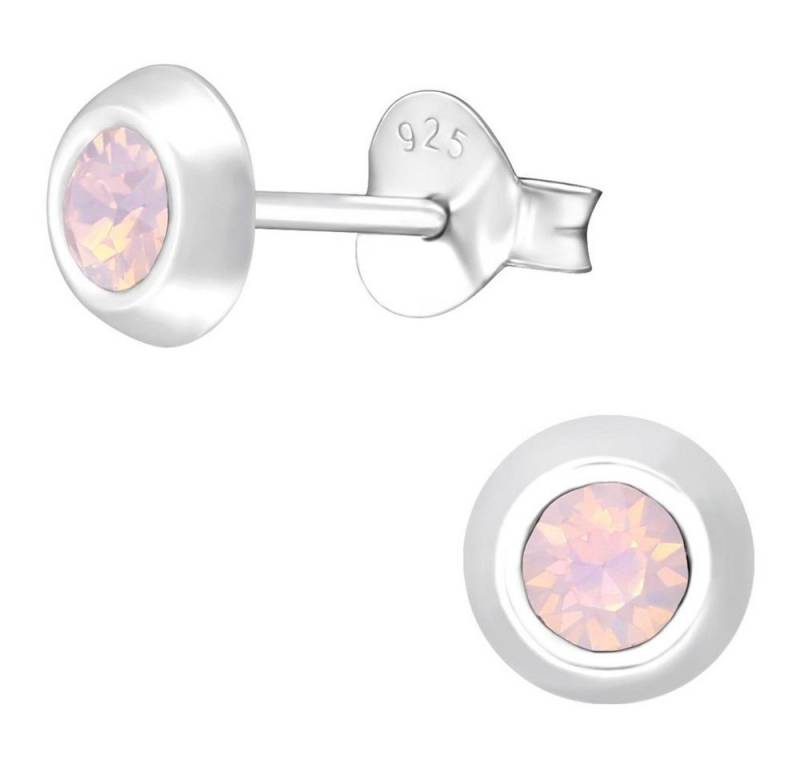 BUNGSA Ohrring-Set Ohrstecker rund 5mm LA CRYSTALE Kristall 925 Silber- Rose Water Opal (1 Paar (2 Stück), 2-tlg), Ohrschmuck Ohrringe von BUNGSA
